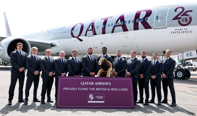 The British and Irish Lions take-off to their 2025 Tour of Australia with Qatar Airways