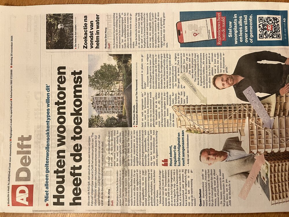 Een bijzondere houten toren in Delft: ‘Niet alleen meer de geitenwollensokkentypes willen dit’