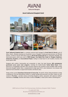 Avani Sukhumvit Bangkok Hotel Factsheet_EN
