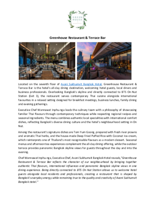 Avani_Sukhumvit_Bangkok_Hotel_Greenhouse_Restaurant_and_Terrace_Bar