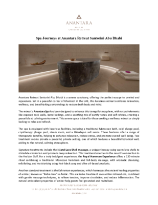 Spa Journeys at Anantara Retreat Santorini Abu Dhabi
