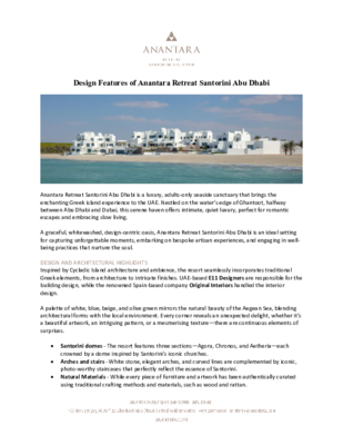 Design Overview of Anantara Retreat Santorini Abu Dhabi