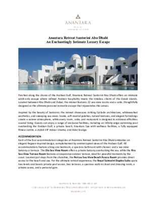Overview of Anantara Retreat Santorini Abu Dhabi