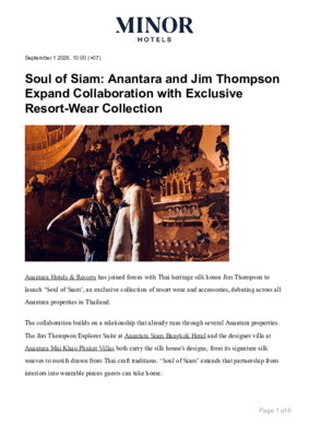 Soul of Siam Anantara and Jim Thompson Expand Collaboration with Exclusive Resort Wear Collection