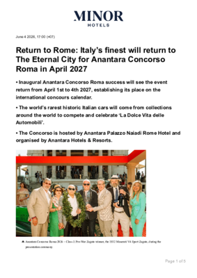Return to Rome - Italy’s finest will return to The External City for Anantara Concorso Roma in April 2027