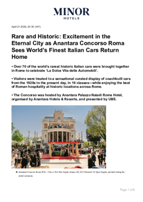 Rare and Historic - Excitement in the Eternal City as Anantara Concorso Roma Sees World's Finest Cares Return Home