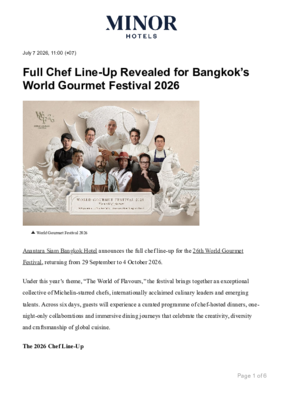 Full Chef Line-Up Revealed for Bangkok's World Gourmet Festival 2026