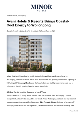 Avani Hotels and Resorts Brings Coastal Cool Energy to Wollongong