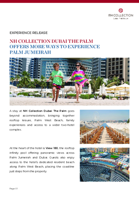 NH Collection Dubai The Palm_Experience Release