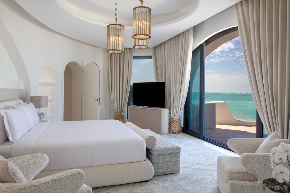 Royal Santorini Duplex Suite Bedroom - Anantara Santorini Abu Dhabi Retreat.JPG