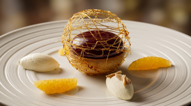 Triumphant Return to Iberian Coast - olive oil cake with port wine and blood orange gel - Caravela at NH Collection Maldives Reethi Resort.png
