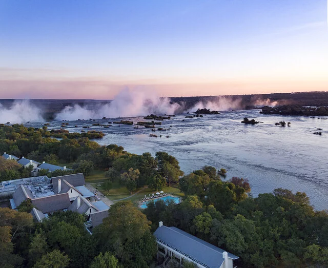The Royal Livingstone Victoria Falls Zambia Hotel by Anantara_Exterior view_Victoria Falls Sunset