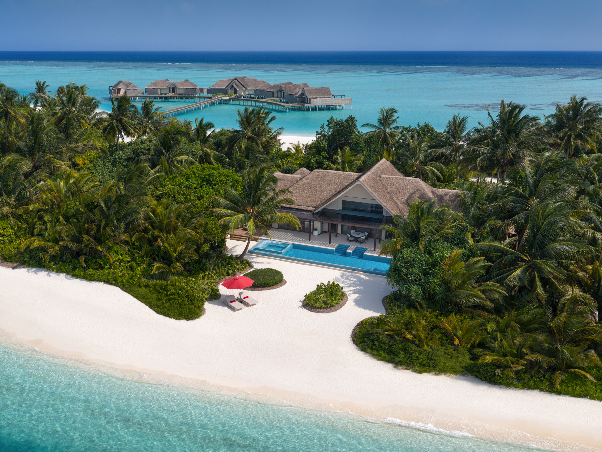 Niyama Private Islands Maldives_Guest Room Two Bedroom Beach Pool Pavilion Aerial View.jpg