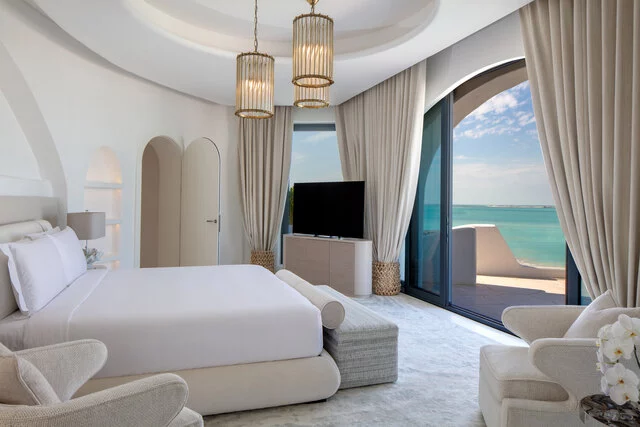 Anantara Retreat Santorini Abu Dhabi - Royal Santorini Duplex Suite Bedroom.JPG