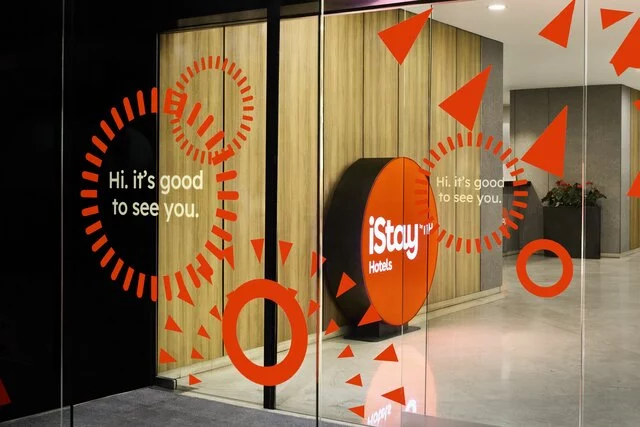 iStay_By_NH_Ciudad_De_Valencia_Hotel_Entrance_Detail_Logo_Plaque_And_Doors_Vinyls