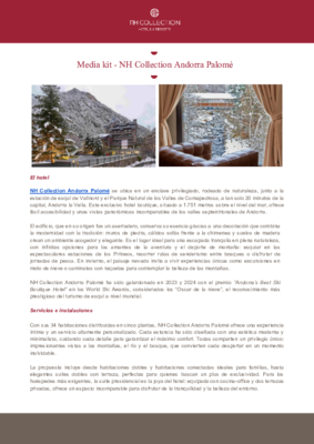 Media kit - NH Collection Andorra Palomé (Spanish)