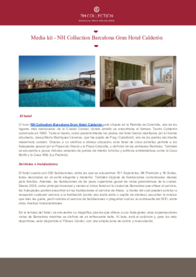 Media kit - NH Collection Barcelona Gran Hotel Calderón - Spanish
