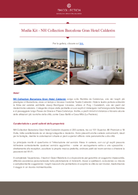 Media kit - NH Collection Barcelona Gran Hotel Calderón ITA