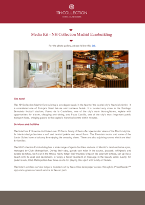 Media kit - NH Collection Madrid Eurobuilding - ENG