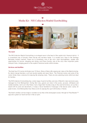 Media kit - NH Collection Madrid Eurobuilding - ENG