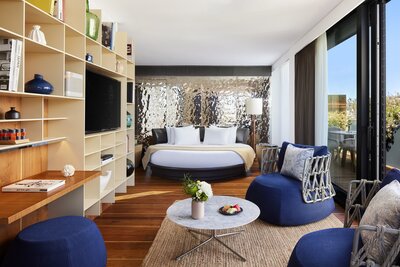 NH_Collection_Ibiza_Room_Penthouse_Bed_Curtains_Open_Natural_Light