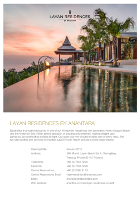 Layan Residences by Anantara - Factsheet