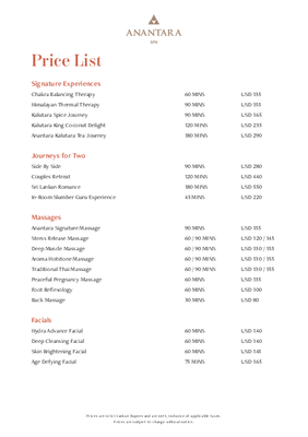 Anantara Kalutara Resort - Spa Brochure