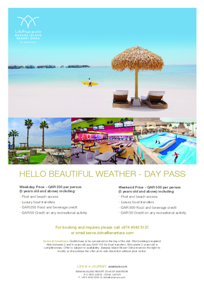 Banana Island Resort Doha by Anantara Activites Factsheet