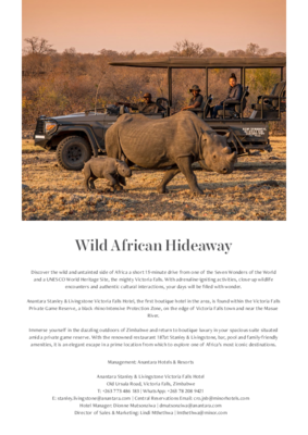 Anantara Stanley & Livingstone Victoria Falls Hotel - Factsheet