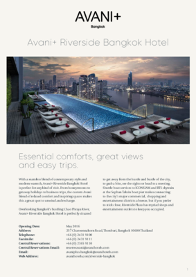 Avani+ Riverside Bangkok Hotel - Factsheet