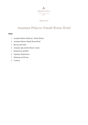 Anantara Palazzo Naiadi Rome - 2026 Press Media Kit