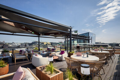 Anantara_The_Marker_Dublin_Rooftop_Bar_&_Terrace_General_Shoot_Daylight_Sunny_Tables_Chairs_Pillows_Pergola_Plants_Horizontal_Shoot