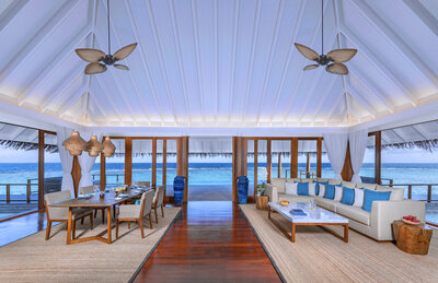 Anantara Kihavah Maldives Villas - Two Bedroom Sunset Over Water Pool Residence Living Room