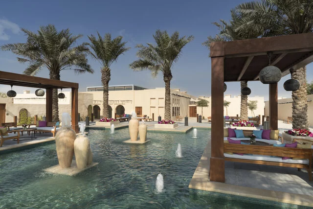 Souq_Al_Wakra_Hotel_Qatar_by_Tivoli_Exterior_View_Courtyard_Fountain_Daytime