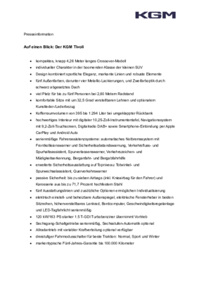 KGM Tivoli - Auf einen Blick