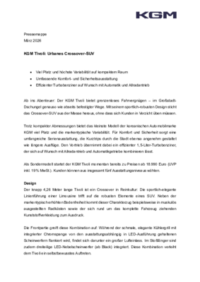 KGM Tivoli - Produkttext