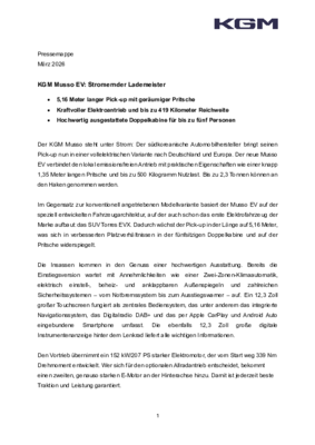 KGM Musso EV - Produkttext