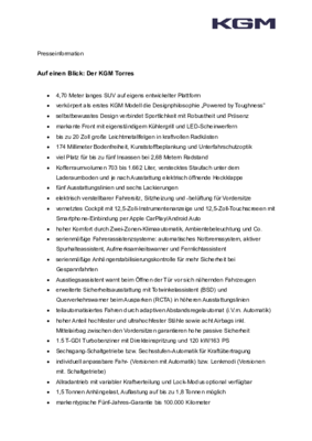 KGM Torres - Auf einen Blick