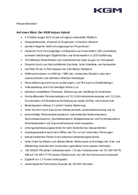 KGM Actyon Hybrid - Auf einen Blick