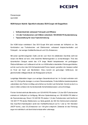 KGM Actyon Hybrid - Produkttext