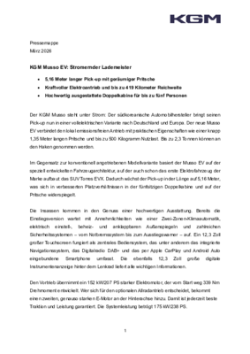 KGM Musso EV - Produkttext