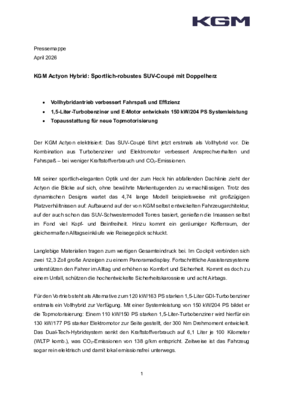 KGM Actyon Hybrid - Produkttext