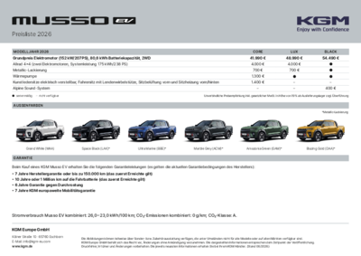 Preisliste - KGM Musso EV