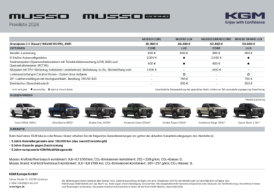 Preisliste - KGM Musso & Musso Grand