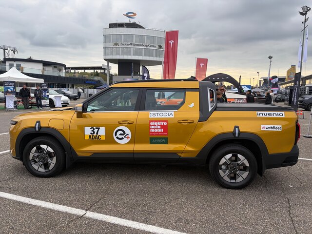 Der KGM Musso EV auf dem letzten e4-Testival am Hockenheimring