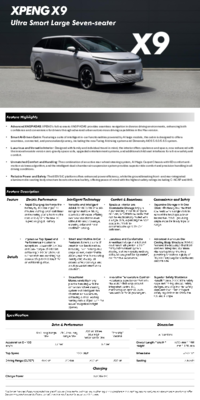 XPENG X9 Factsheet