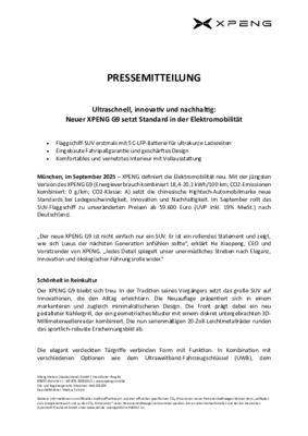 Neuer XPENG G9 Produktuebersicht Fahrvorstellung