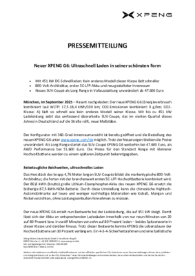 Neuer XPENG G6 Produktuebersicht Fahrvorstellung