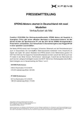 20240327_PM_XPENG Motors startet in Deutschland mit zwei Modellen