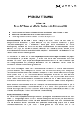 XPENG L03 Produktübersicht